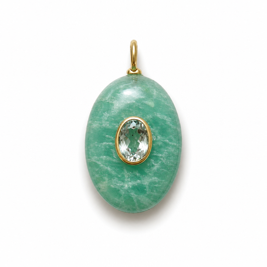 Amazonite & White Topaz Oval