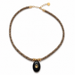 Black Onyx & Citrine Oval Pendant Rope Necklace