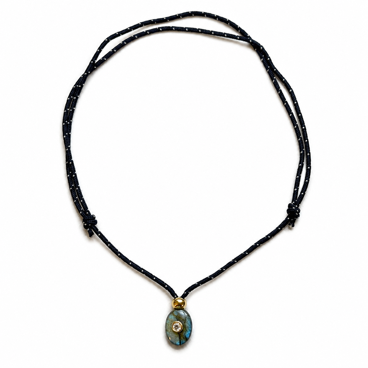 Labradorite & White Topaz Mini Oval Rope Necklace