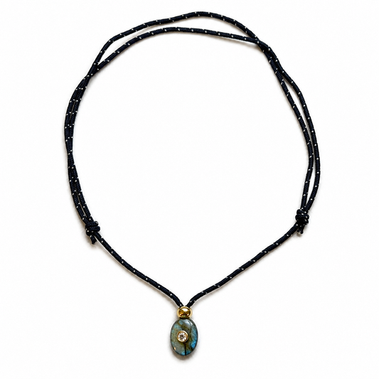 Labradorite & White Topaz Petite Oval Rope Necklace