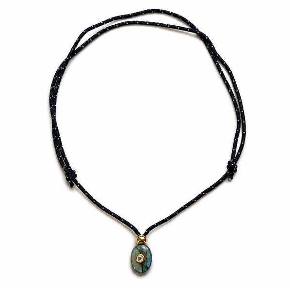 Labradorite & White Topaz Mini Oval Rope Necklace