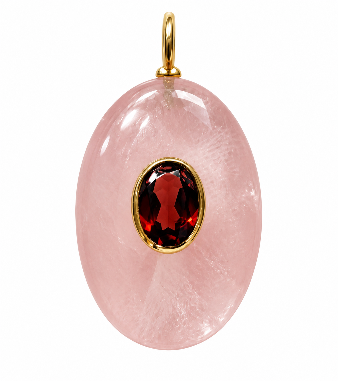 Rose Quartz & Garnet Oval