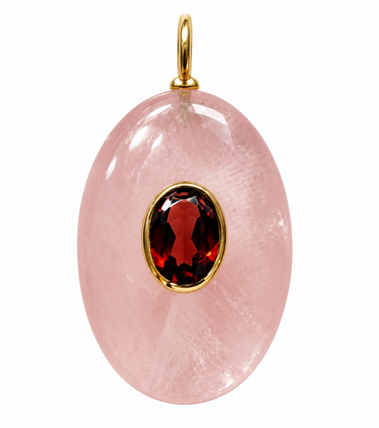 Rose Quartz & Garnet Oval