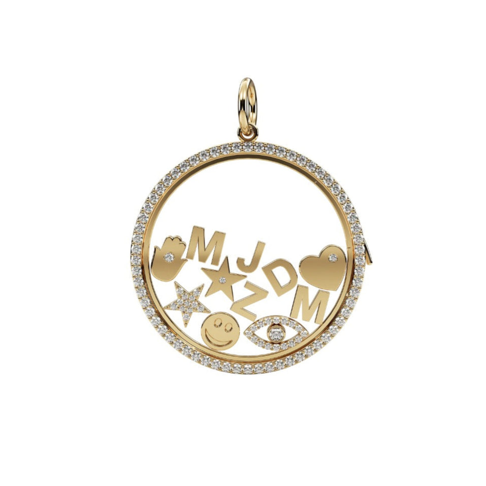 Small Floating Pave Charm Locket