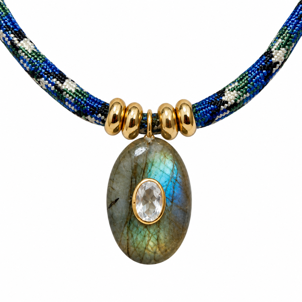 Labradorite & Topaz Oval Rope Necklace (Copy)