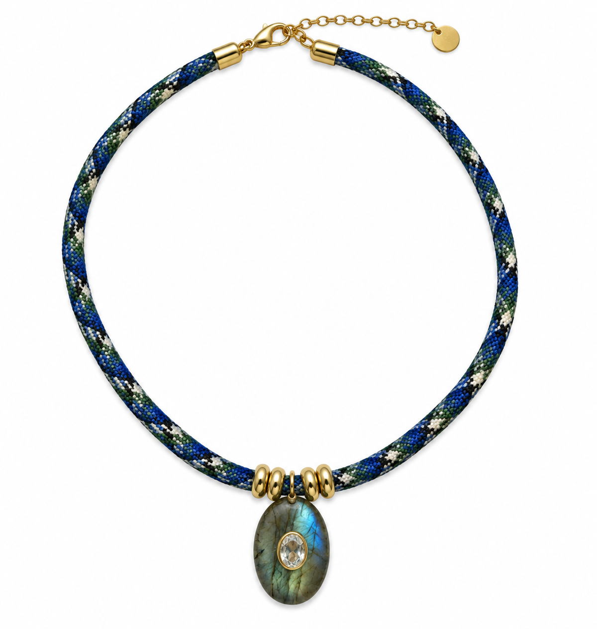 Labradorite & Topaz Oval Rope Necklace (Copy)