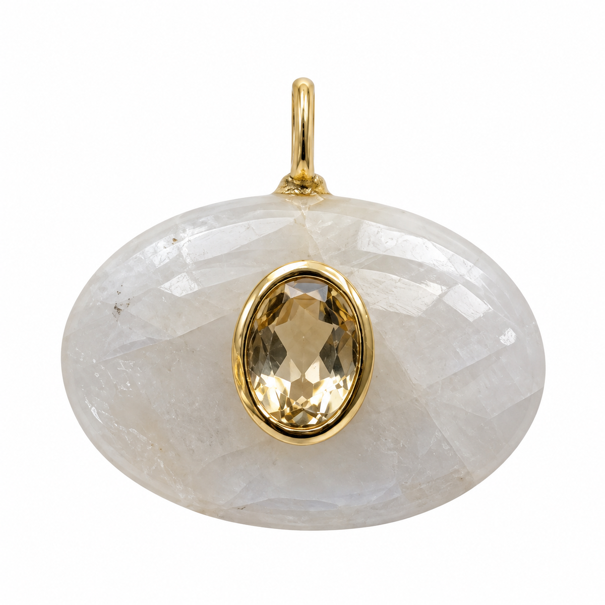 Moonstone & Yellow Citrine Oval Horizontal