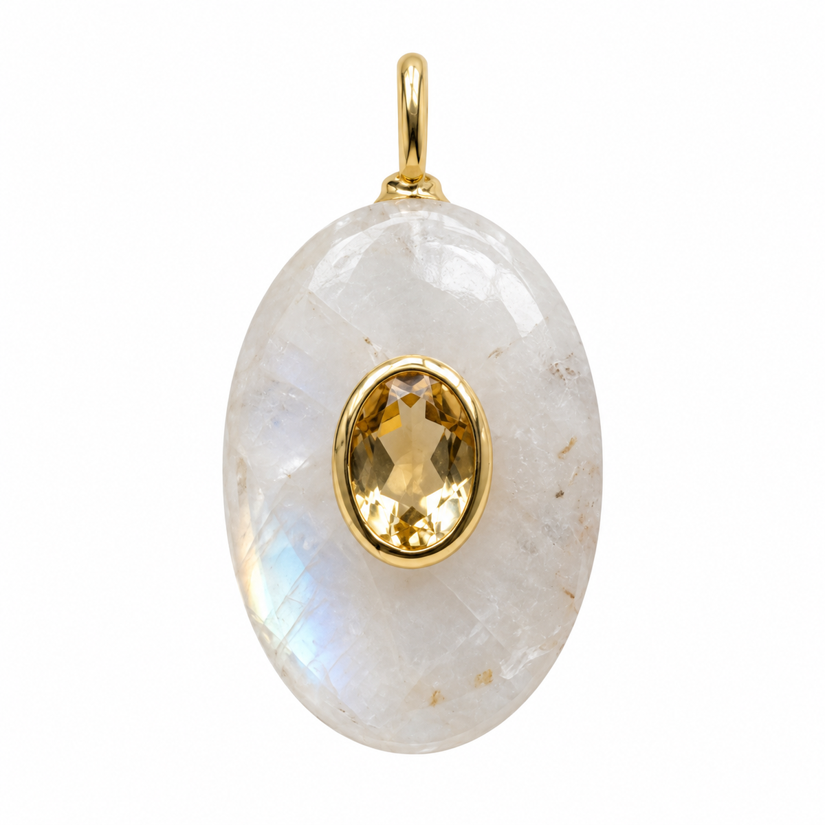 Moonstone & Yellow Citrine Vertical Oval