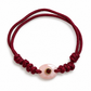 Rose Quartz Adjustable Cord Bracelet - Gold Bezel with Garnet Accent