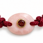 Rose Quartz Adjustable Cord Bracelet - Gold Bezel with Garnet Accent