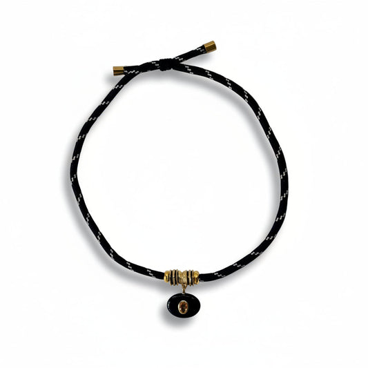 Black Onyx Pendant Rope Necklace with Citrine