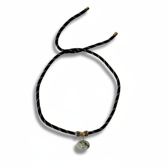 Prehnite Pendant Rope Necklace with White Topaz