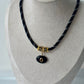 Black Onyx Pendant Rope Necklace with Citrine