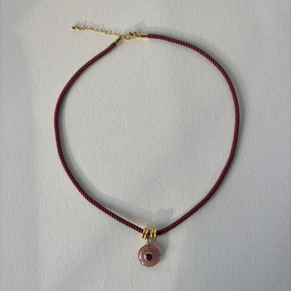 Rope Gemstone Pendant Necklace | Gold Filled Accent Beads