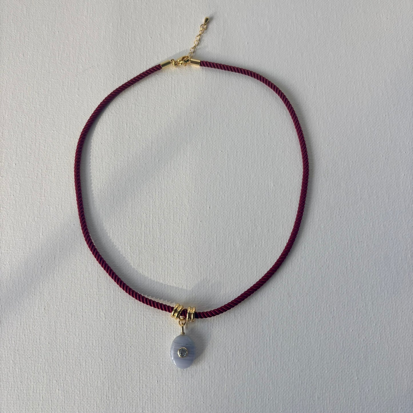 Rope Gemstone Pendant Necklace | Gold Filled Accent Beads