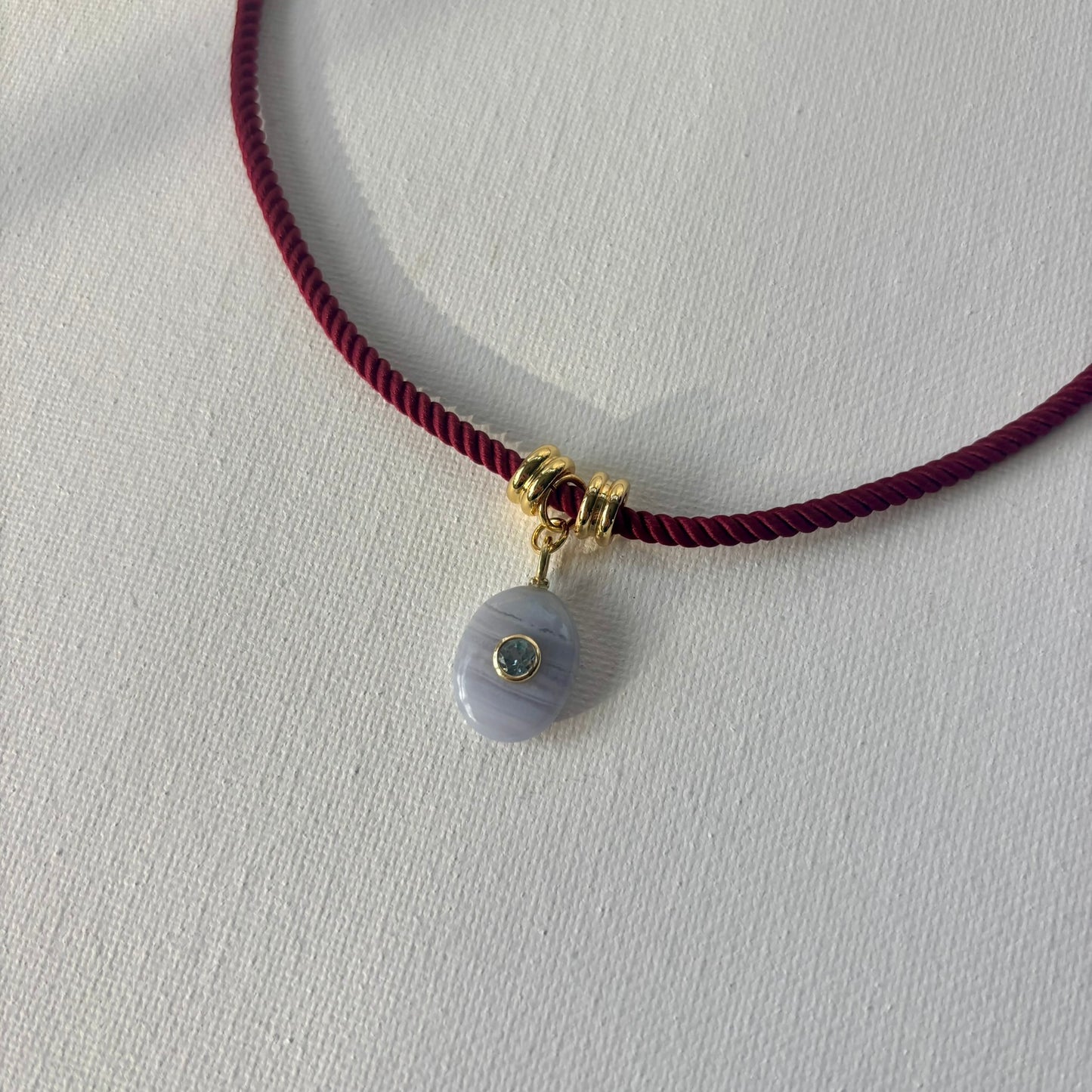 Rope Gemstone Pendant Necklace | Gold Filled Accent Beads
