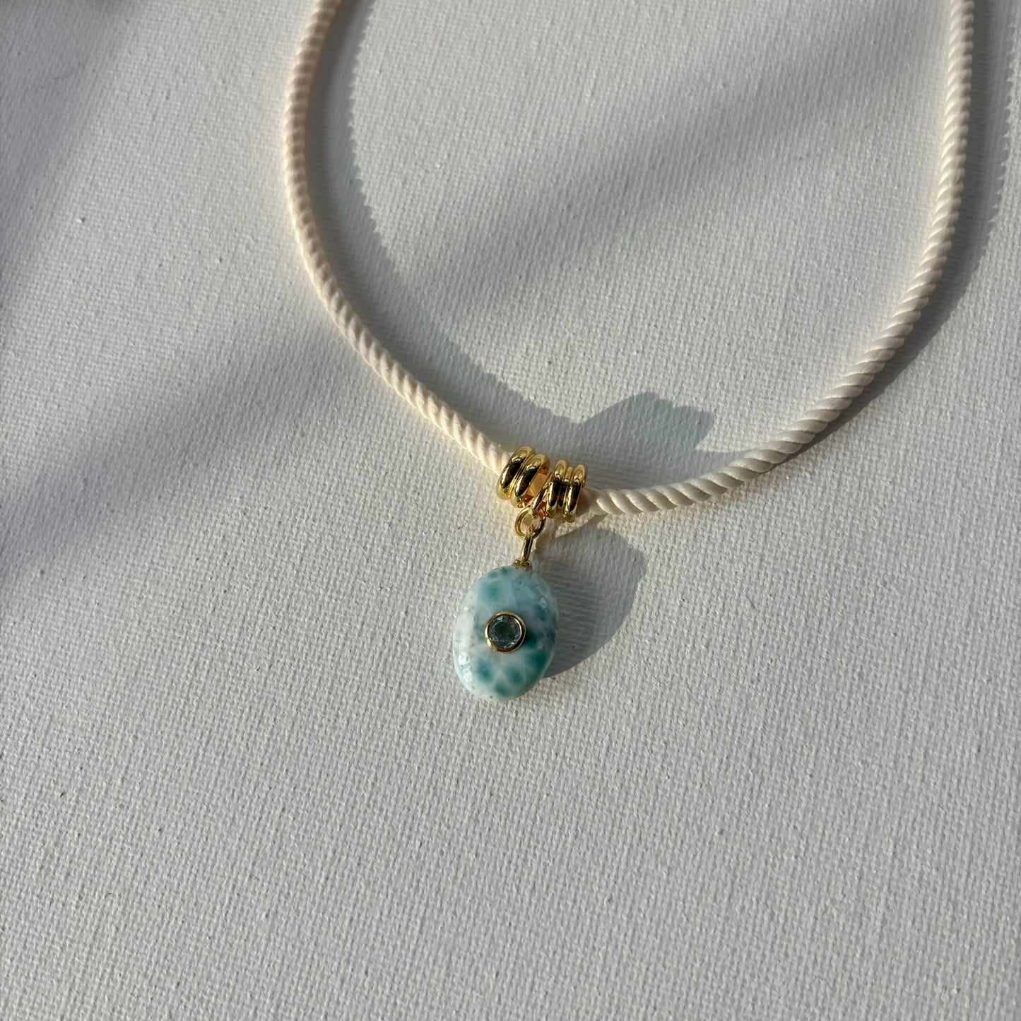 Rope Gemstone Pendant Necklace | Gold Filled Accent Beads