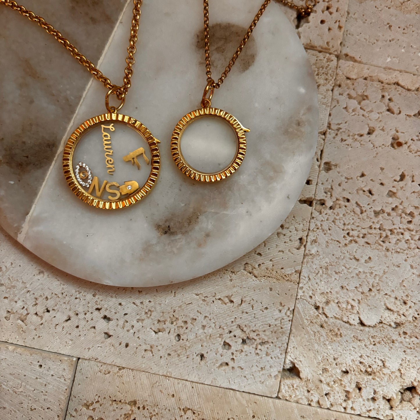 Gold Fluted Charm Locket