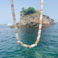 The Perfect White Tee, Gemstone Beaded Necklace with Gold Stardust Spacers