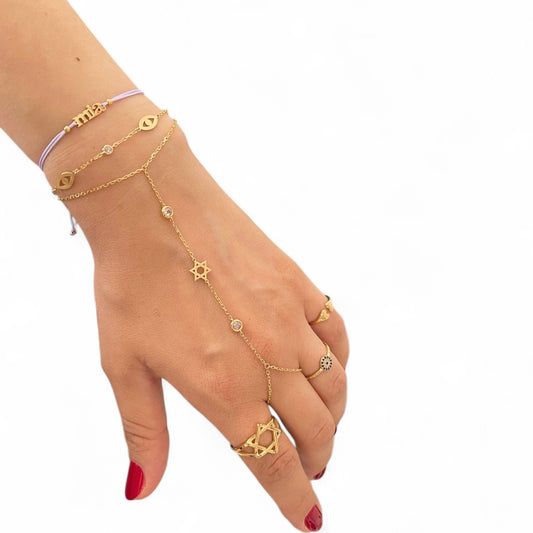 Sterling Silver Jewish Star Hand Chain