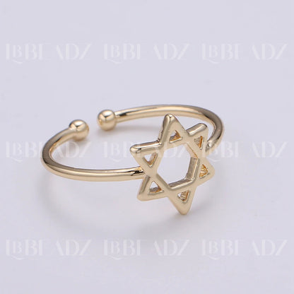 Gold Filled Star of David Adjustable Ring