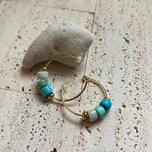 Gem gEAR, Gold Filled Gemstone Hoop Earrings