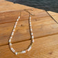 The Perfect White Tee, Gemstone Beaded Necklace with Gold Stardust Spacers