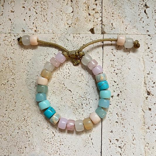 Baby Hues Gemstone Adjustable Beaded Bracelet