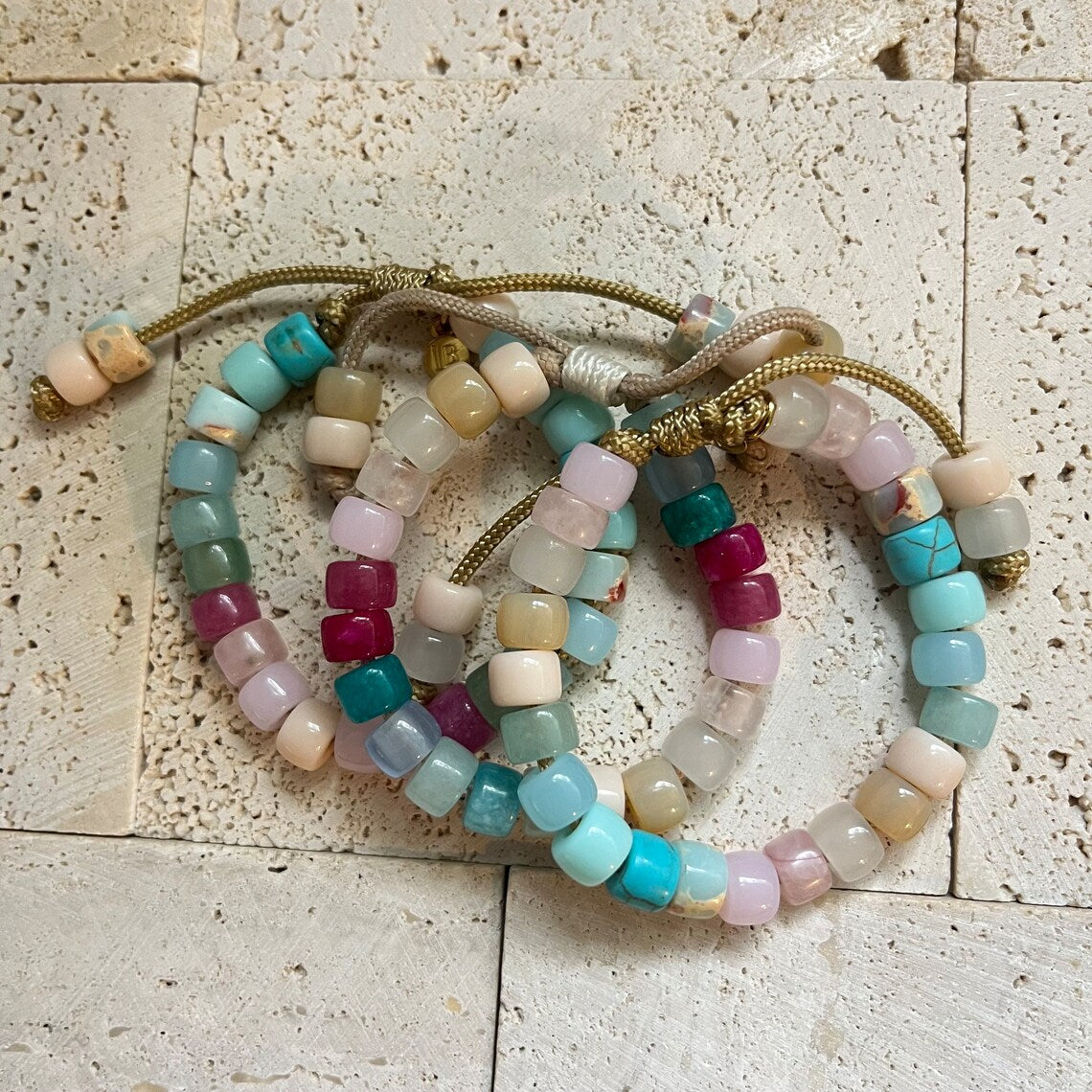 Baby Hues Gemstone Adjustable Beaded Bracelet