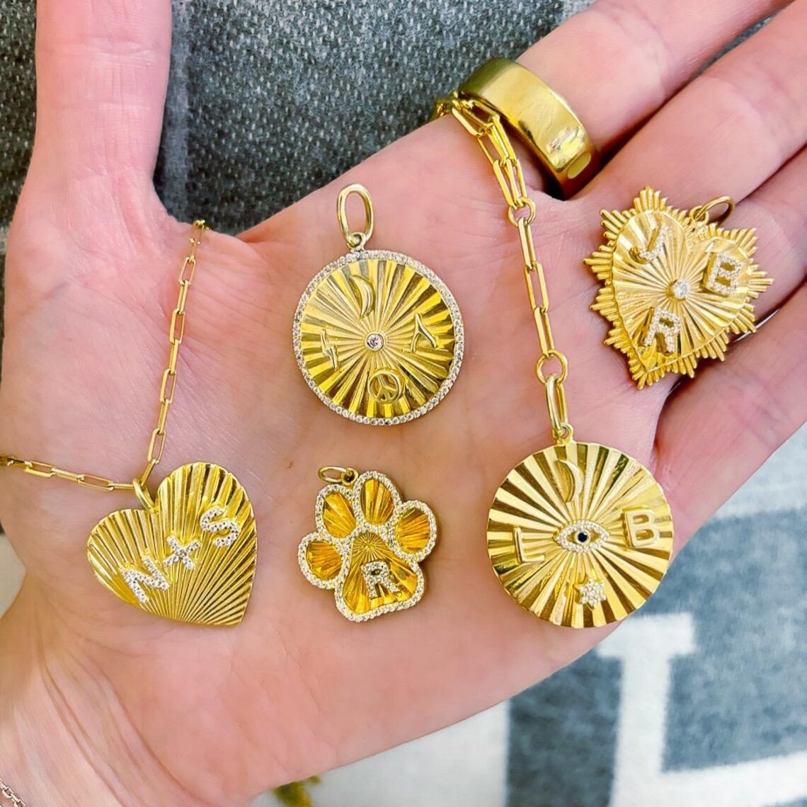 Fluted Heart Charm Necklace