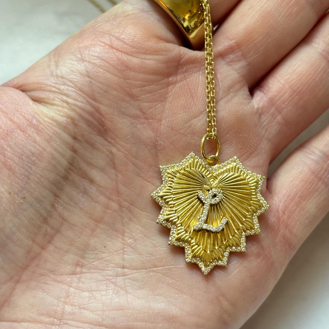 Oversized Fluted Heart Charm