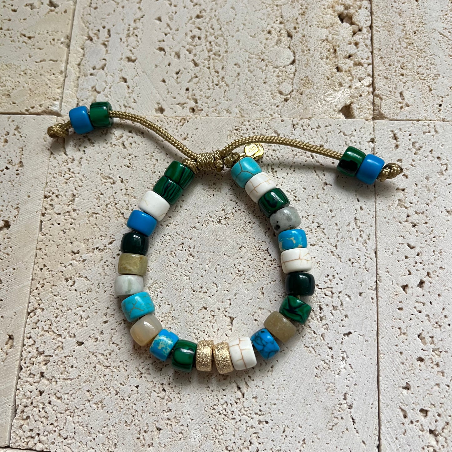 The Capri Luxe Gemstone Beaded Bracelet with Signature Tassels and Gold Filled Spacers