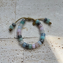 Load image into Gallery viewer, Cloudless • Sea Glass Collection • Gemstone Adjustable Beaded Bracelet
