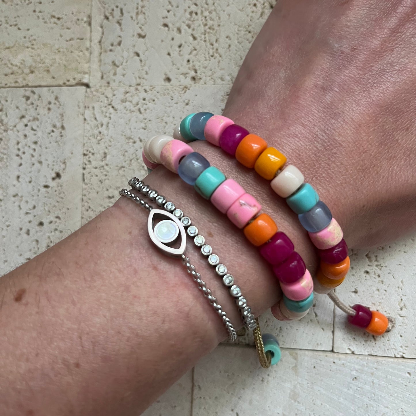 Malibu Barbie, Gemstone Adjustable Beaded Bracelet