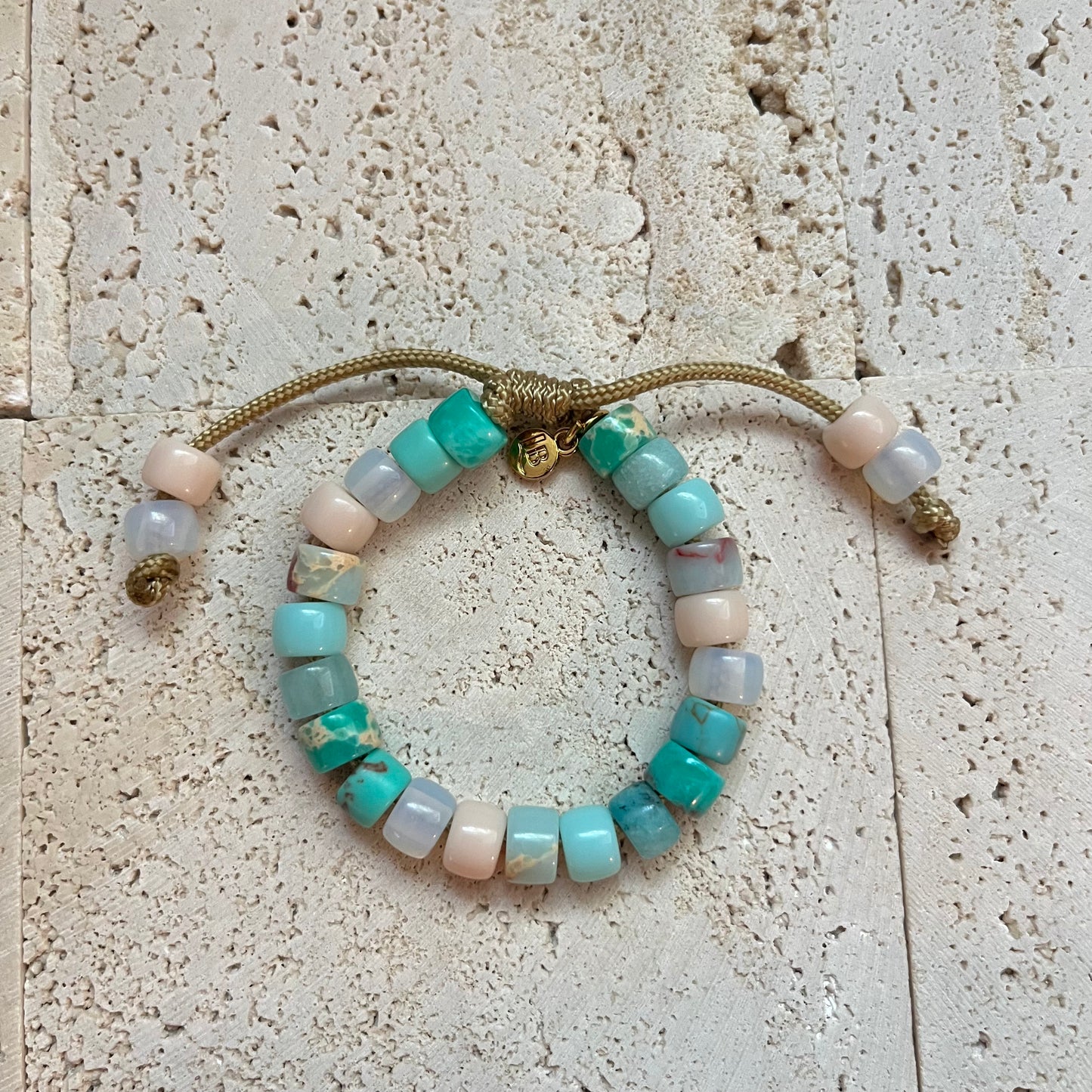 Lemongrass Mojito, Gemstone Adjustable Beaded Bracelet