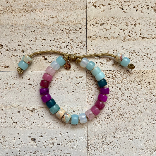 Mermaid Tails, Gemstone Adjustable Beaded Bracelet