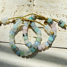 Load image into Gallery viewer, Mermaid Tears • Sea Glass Collection • Gemstone Adjustable Beaded Bracelet
