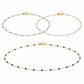 14K Gold Enamel Bead Chain – Turquoise, White & Black – Adjustable