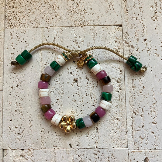 The Palm Beach, Gemstone Beaded Adjustable Bracelet