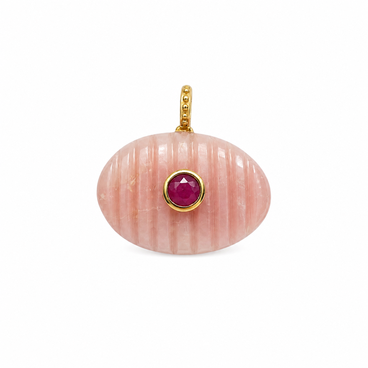 Rose Quartz Ribbed (Oval)