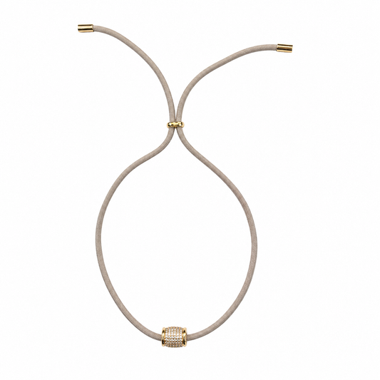 White Sapphire Paracord Necklace 18K Gold Filled Adjustable Slider Pendant