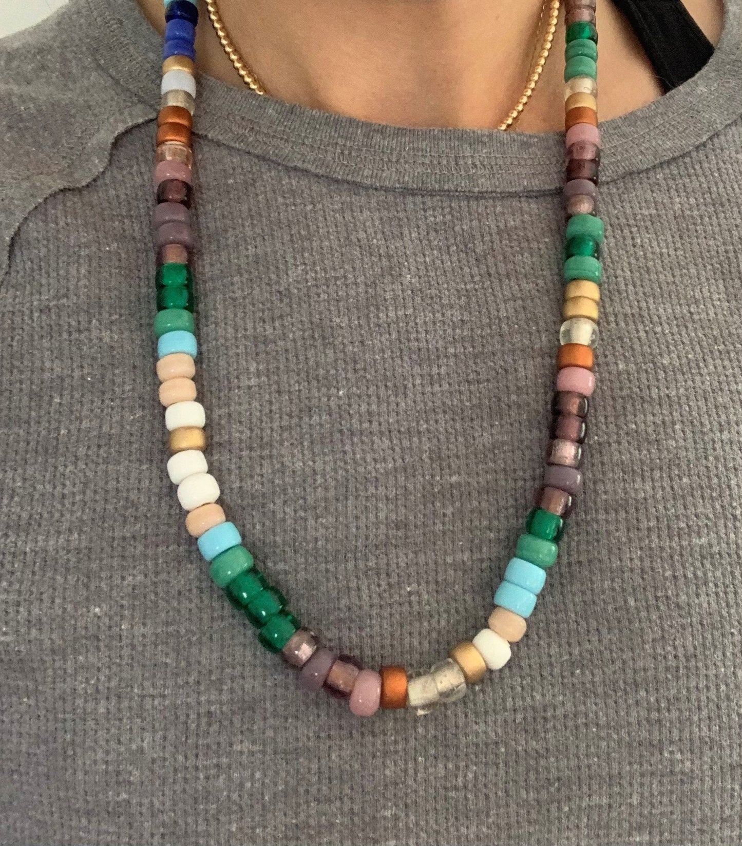 Under the Sea Glass Pony Bead Necklace