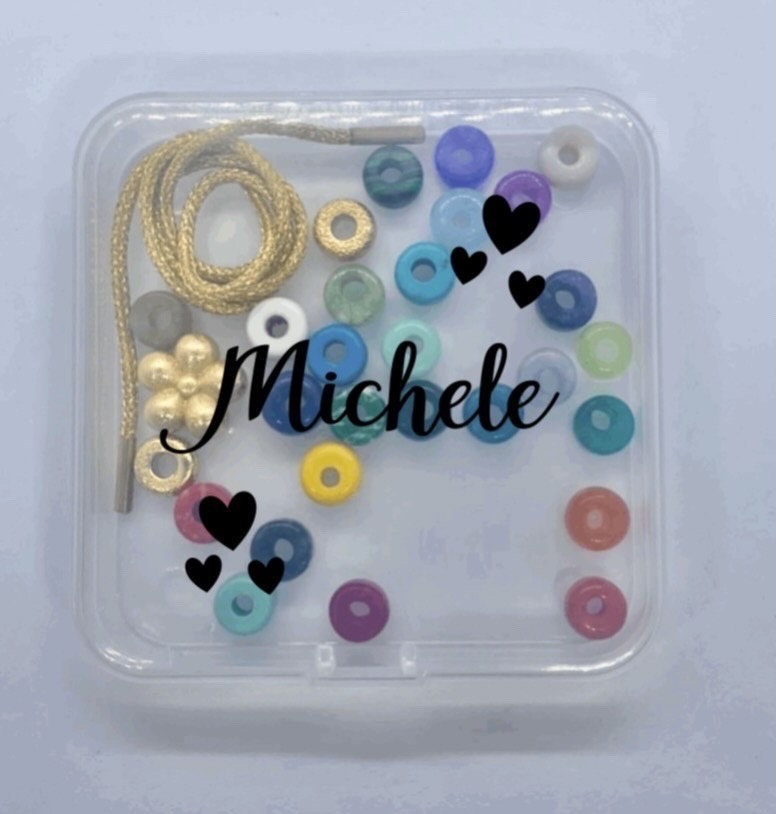 Gemstone Pony Bead DIY Bracelet Kit with Personalized Case