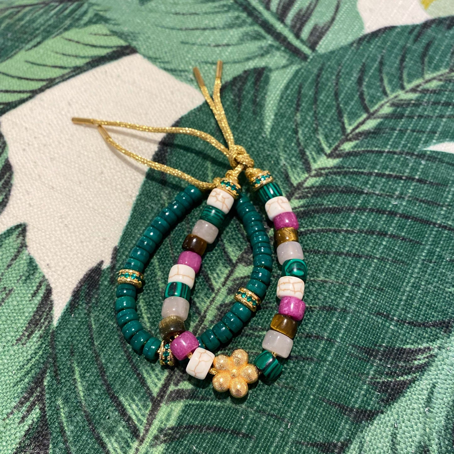 The Palm Beach, Gemstone Beaded Adjustable Bracelet