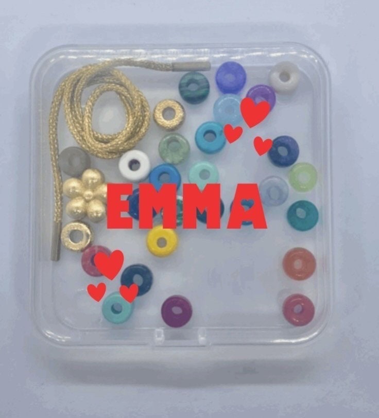 Gemstone Pony Bead DIY Bracelet Kit with Personalized Case