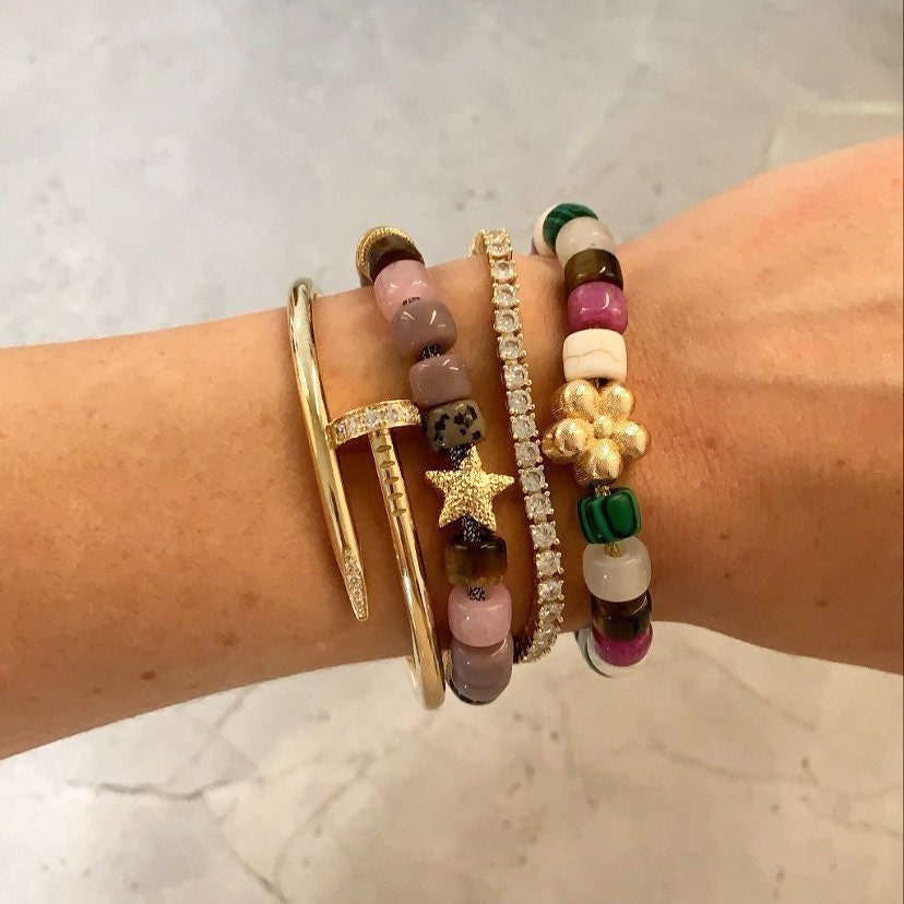 The Palm Beach, Gemstone Beaded Adjustable Bracelet