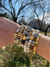 Load image into Gallery viewer, The Marvelous Mrs. Neutral • Adjustable Gemstone Beaded Bracelet with Stardust Finished Gold Spacers • Bestseller
