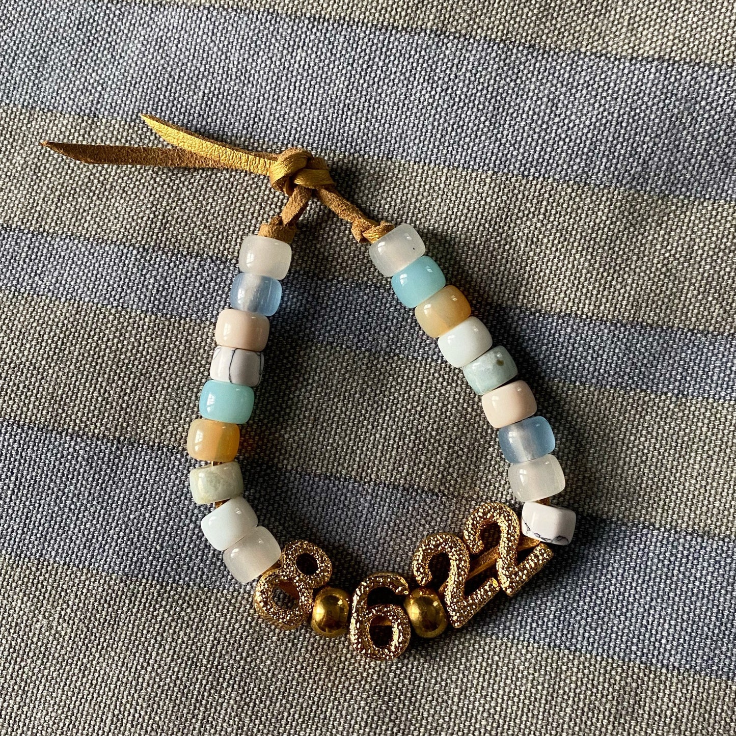 The Times to Remember • Natural Gemstone Pony Bead Personalized Beaded Bracelet • Stardust Numbers