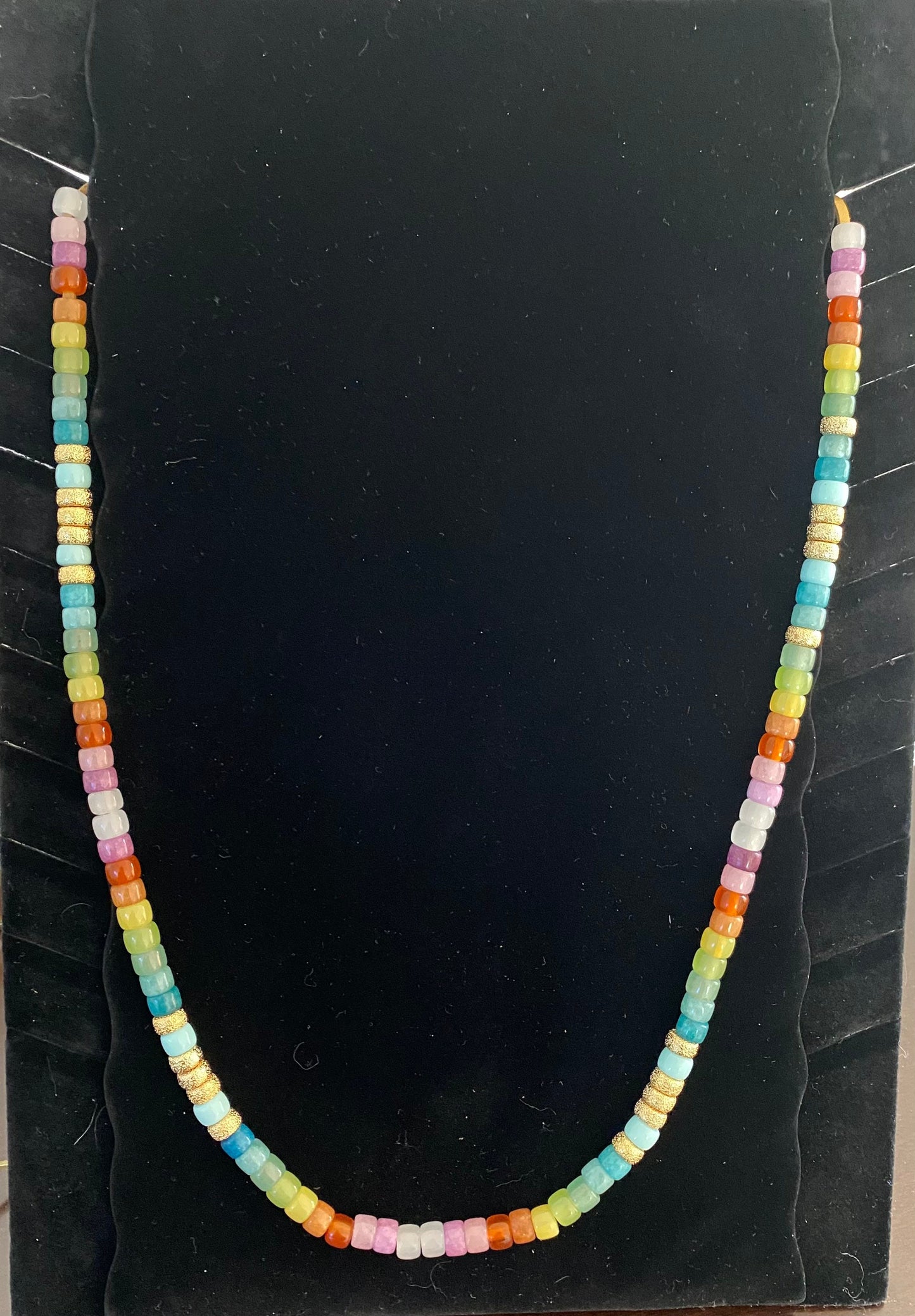 Natural Stone XL Necklace with Stardust Gold Spacers