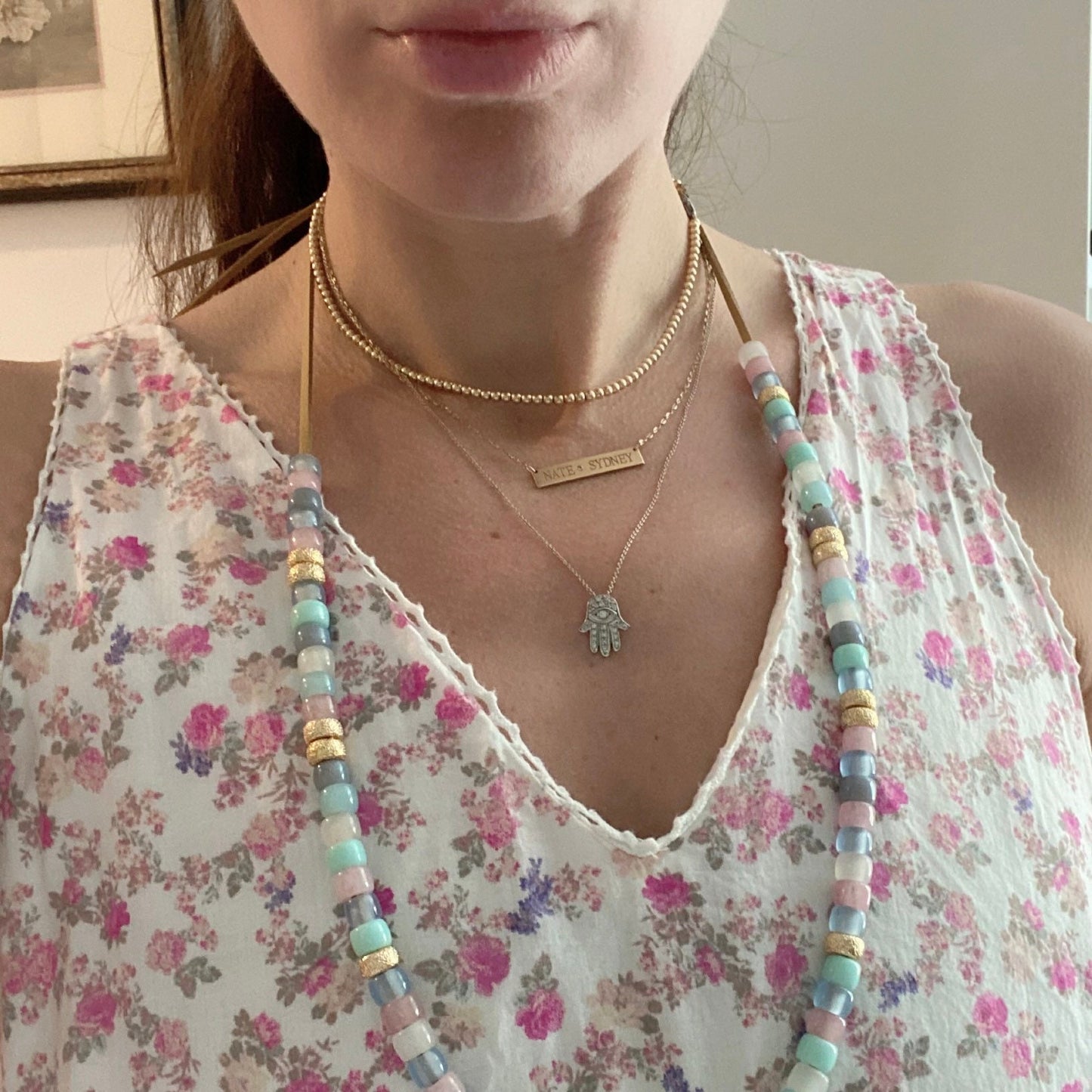 Natural Stone XL Necklace with Stardust Gold Spacers
